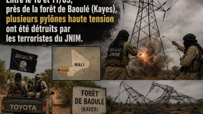 Mali : Bamako paralysée par le sabotage des pylônes électriques du baoulé