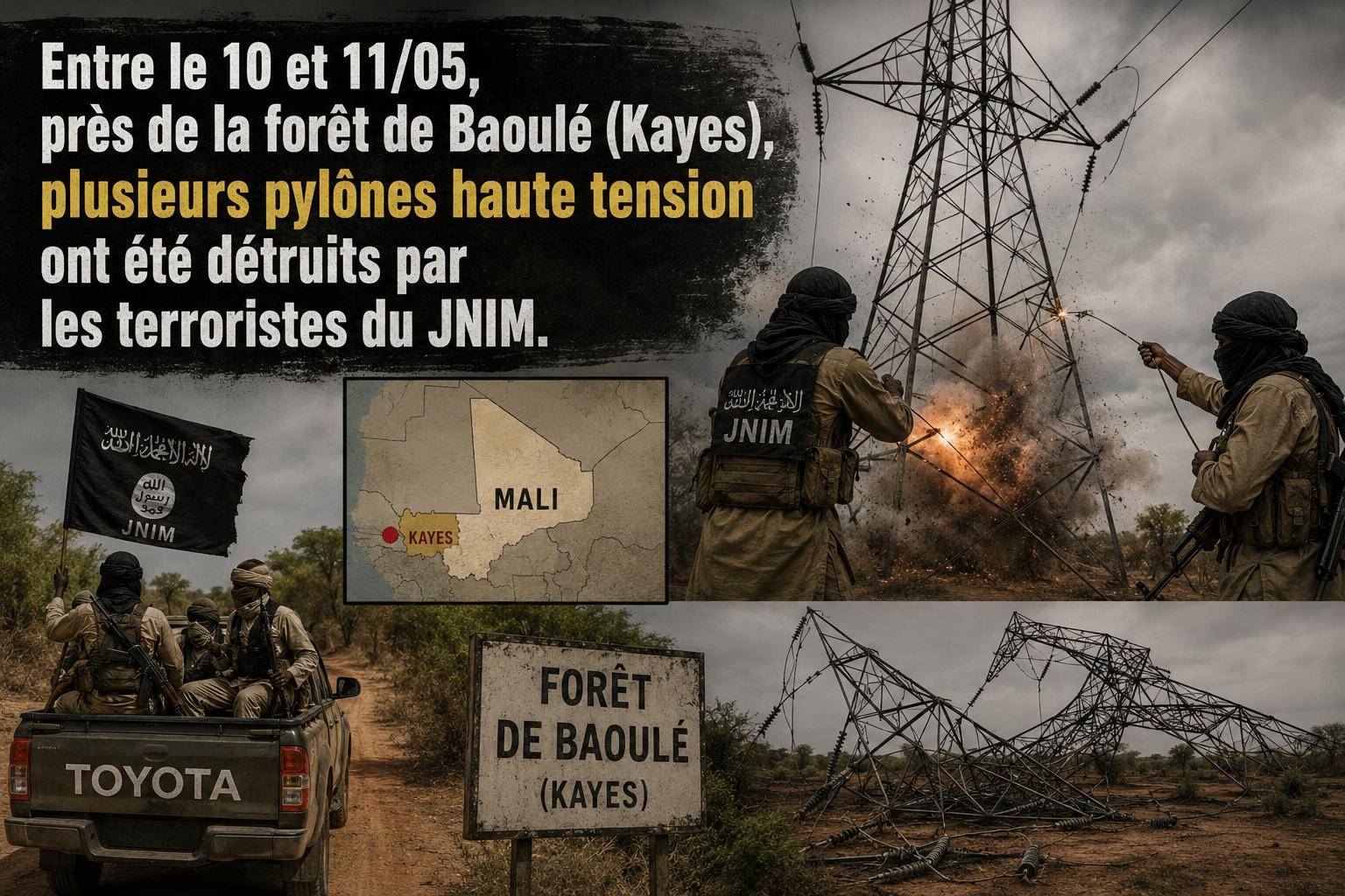 Mali : Bamako paralysée par le sabotage des pylônes électriques du baoulé