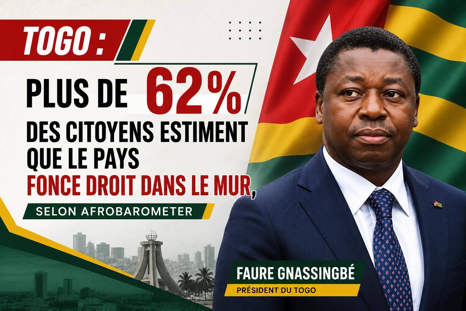 Togo : l&rsquo;enquête Afrobarometer révèle un profond désenchantement citoyen