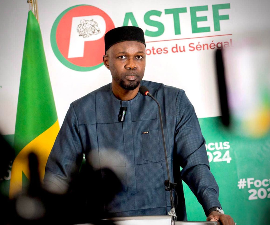 Ousmane Sonko lors d'un meeting du Pastef