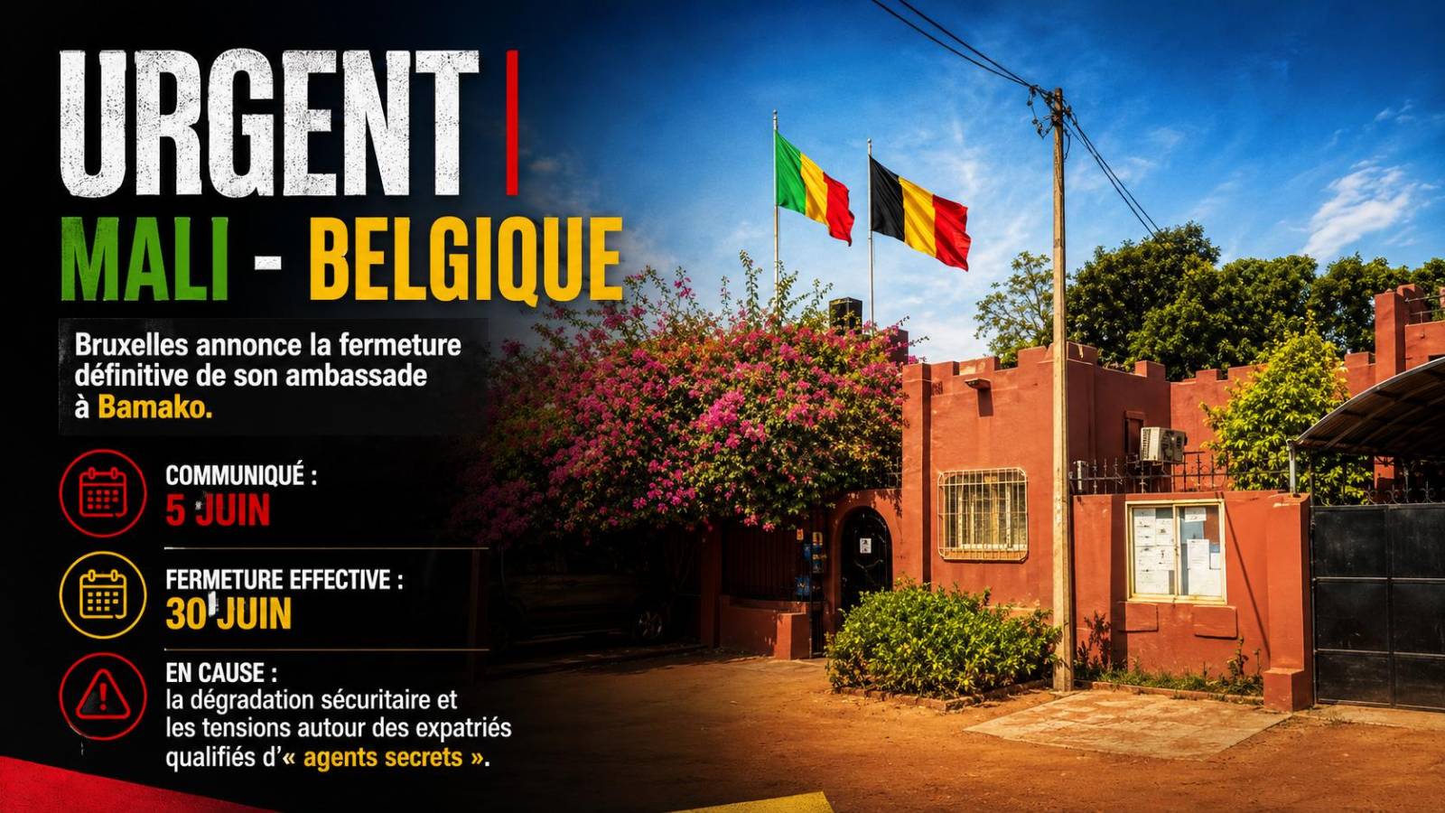 Fin de mission pour l&rsquo;ambassade de Belgique à Bamako : les raisons d&rsquo;un départ historique