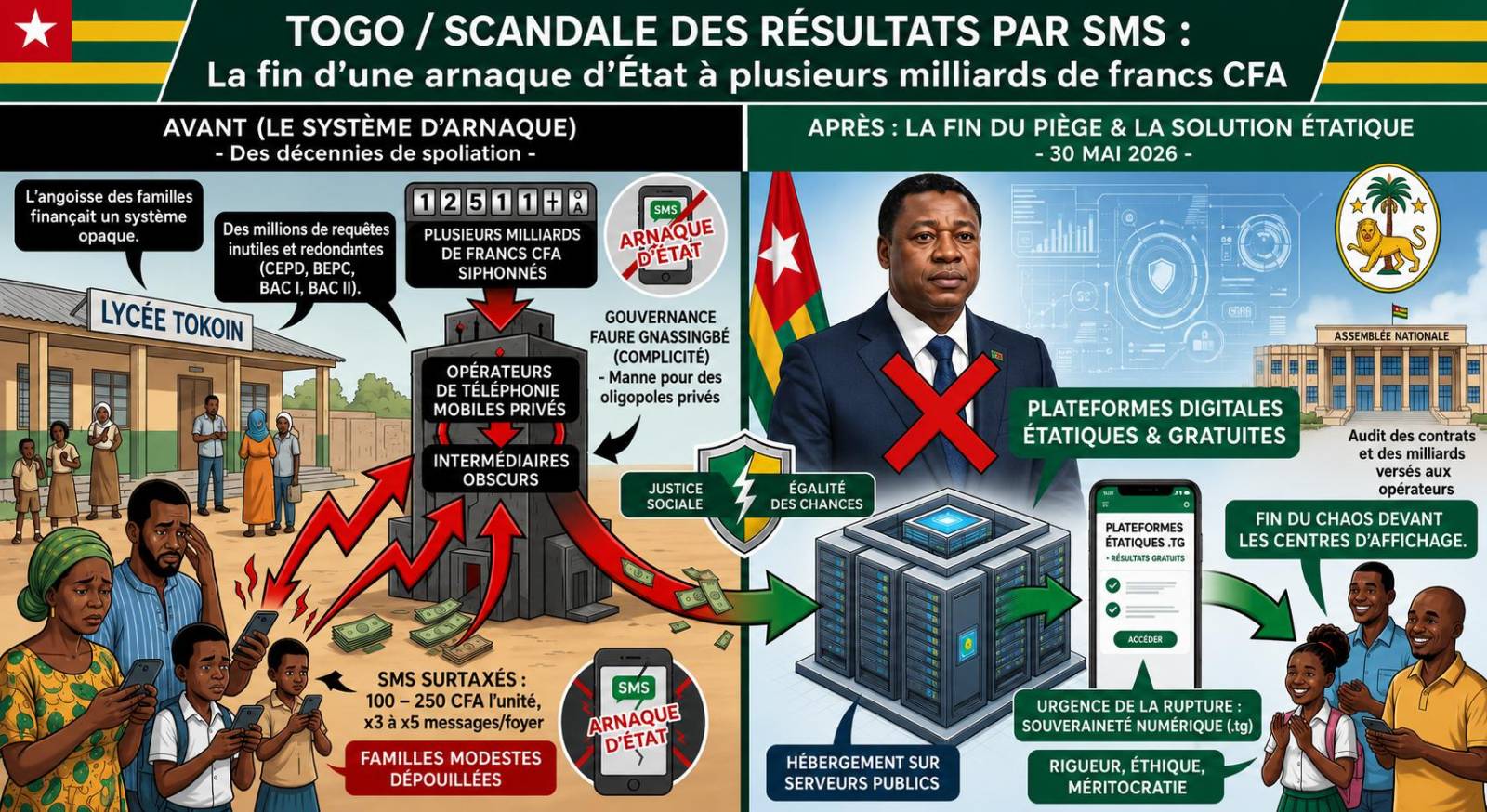 Togo : l’arrêt des résultats d’examens par sms révèle un système d’extorsion massif