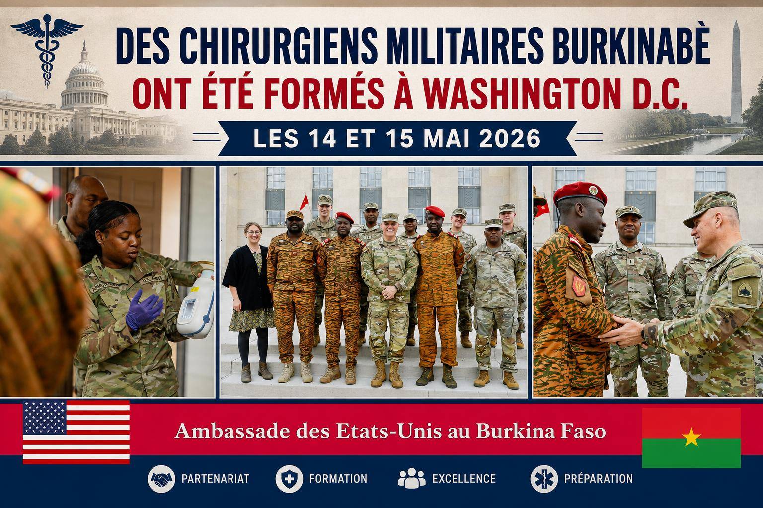 Le Burkina Faso mise sur l&rsquo;expertise américaine pour la formation de ses chirurgiens militaires