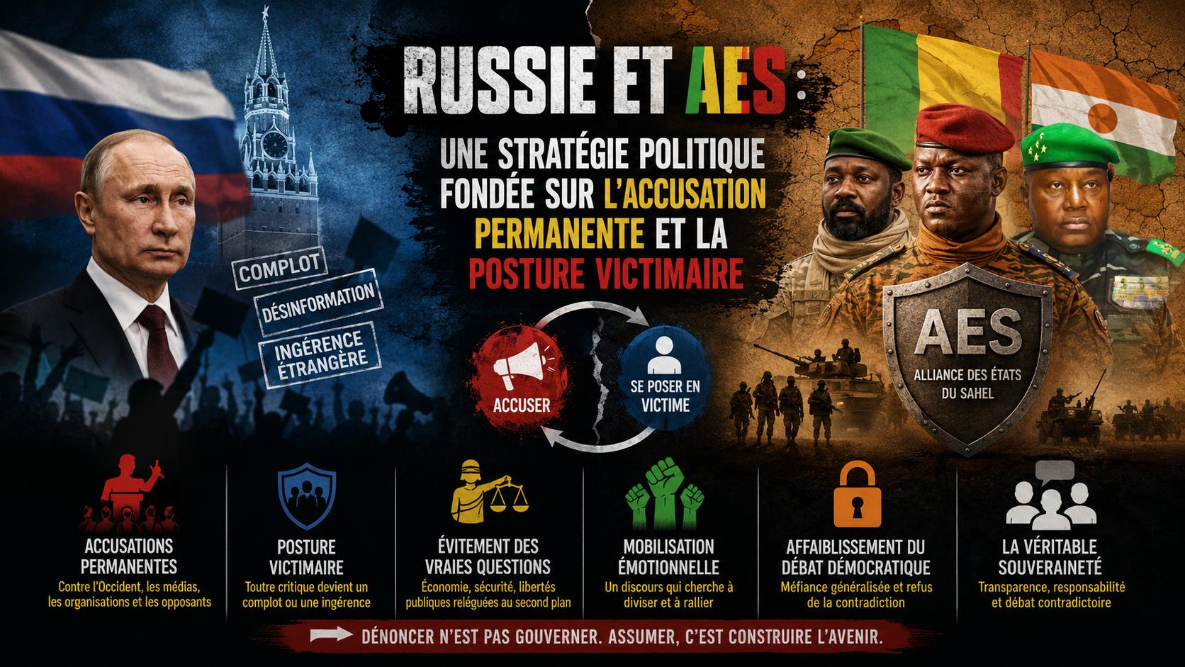 Stratégie politique russe et de l’AES : l’art de détourner les critiques par le discours victimaire