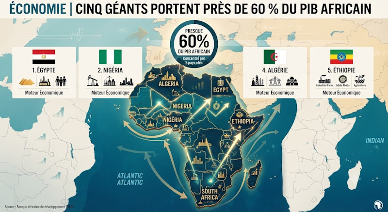 Cinq géants africains détiennent plus de la moitié du pib du continent