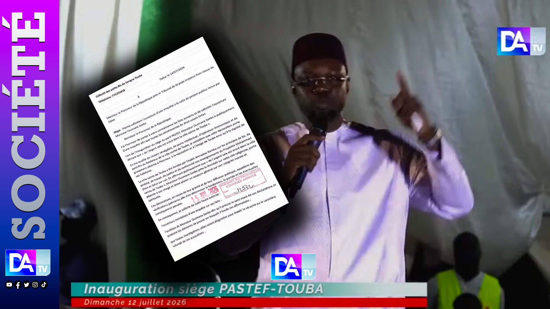 Ousmane Sonko face à une plainte pour diffamation suite à ses propos sur la ville sainte de Touba