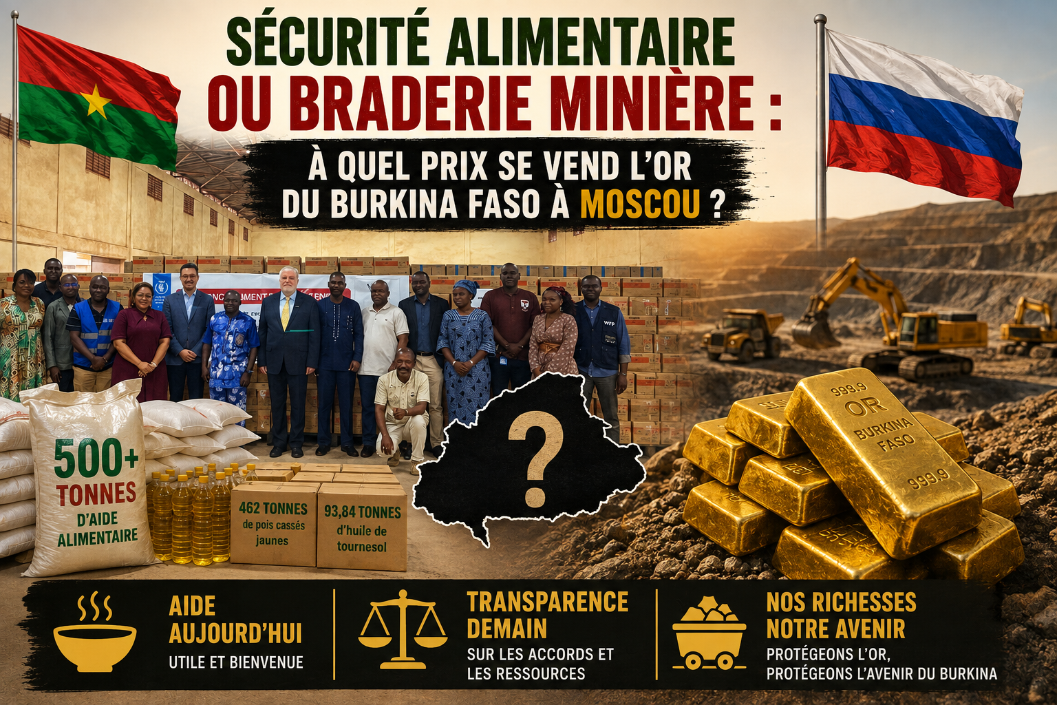 Burkina Faso : quand l&rsquo;or se négocie contre une aide alimentaire russe